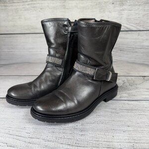 Alice Pi Slate Gray With Rhinestones Leather Boots Size 30